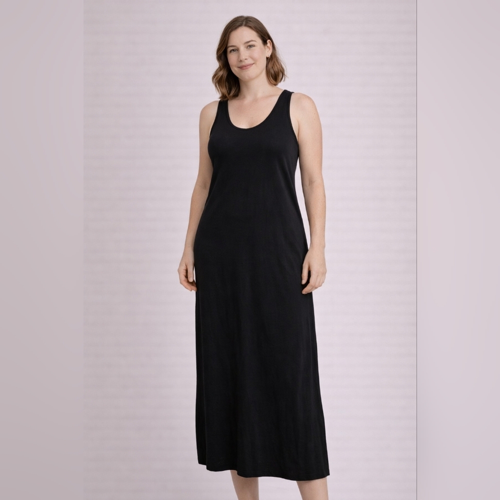 Faded Glory Black Sleeveless Midi Dress Size S (4-6)